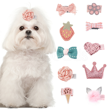 2 Sets Cute Polyester & Cotton Hair Clips Set OHAR-OC0001-04-1