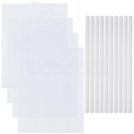 4 Sheets Rectangle Plastic Mesh Canvas Sheets DIY-CP0012-72A-1