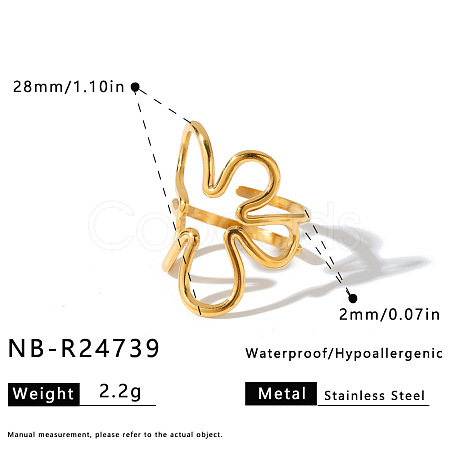 304 Stainless Steel Cuff Open Rings for Women WG51A71-02-1