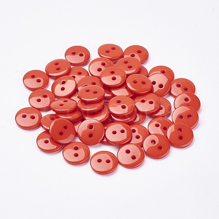2-Hole Flat Round Resin Sewing Buttons for Costume Design BUTT-E119-36L-08-1