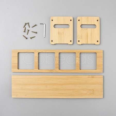 4 Hole Bamboo Kitchen Oil Bottle Organizer Rack ODIS-WH0001-83-1