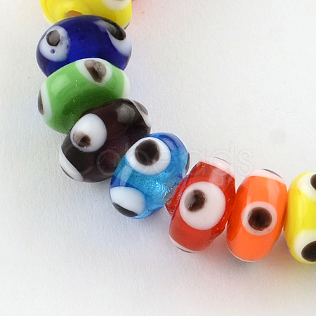 Rondelle Evil Eye Lampwork Bead Strands LAMP-R121-M-1
