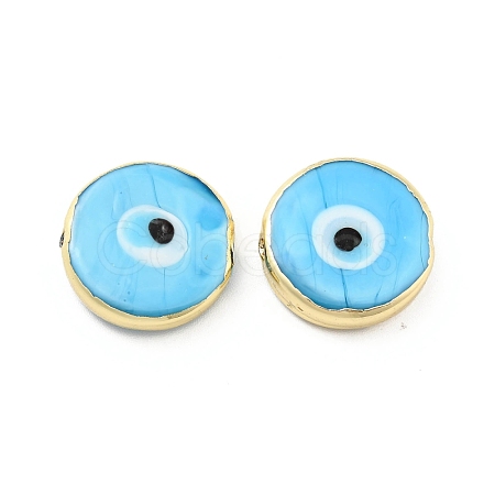 Rack Plating Handmade Evil Eye Lampwork Beads KK-F838-02F-G-1