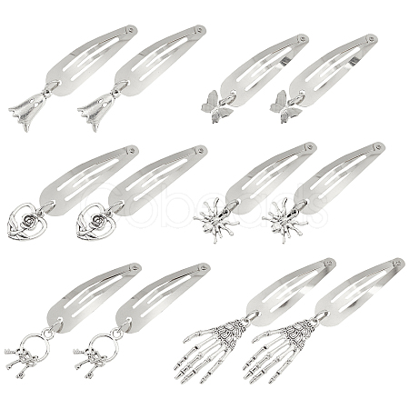 6 Pairs 6 Styles Alloy Snap Hair Clips for Woman Girls OHAR-CP0001-12-1