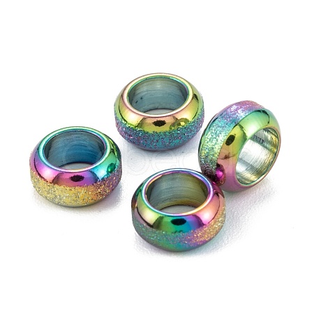 Ion Plating(IP) Frosted 201 Stainless Steel European Beads STAS-B020-13M-1