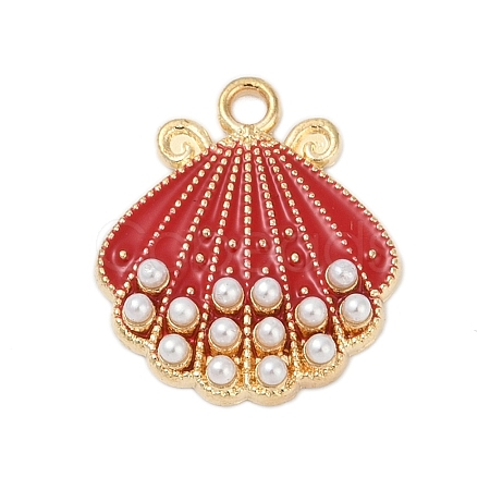 Alloy Enamel Pendants with Plastic Imitation Pearl FIND-Z070-04G-01-1