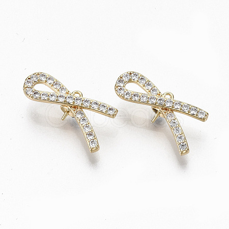 Brass Micro Pave Clear Cubic Zirconia Peg Bails Pendants KK-R117-011-NF-1