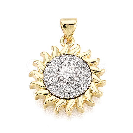 Brass Micro Pave Clear Cubic Zirconia Pendants KK-T080-05B-1