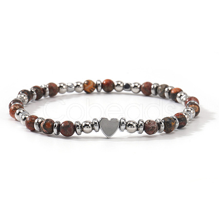 Natural Gemstone Eye Round Beaded Stretch Bracelets EV1340-2-1