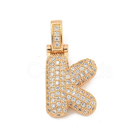 Brass Micro Pave Clear Cubic Zirconia Pendants KK-B099-01G-K-1