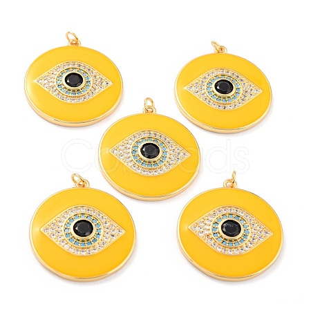 Real 18K Gold Plated Brass Micro Pave Cubic Zirconia Pendants ZIRC-L100-084G-03-1