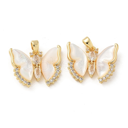 Brass Clear Cubic Zirconia Pendants KK-R210-12G-01-1
