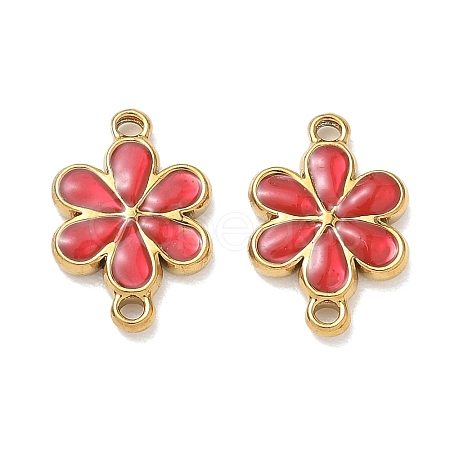 304 Stainless Steel Enamel Flower Links Connector Charms STAS-K330-16G-02-1