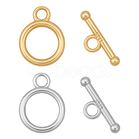 2Pcs 2 Colors 925 Sterling Silver Toggle Clasps STER-BC0004-02-1