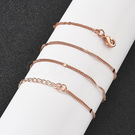 Brass Curb Chains Necklaces for Women NJEW-D302-18RG-1