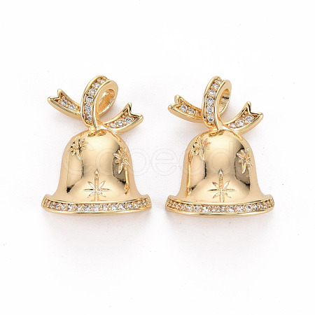 Brass Micro Pave Clear Cubic Zirconia Link Connectors KK-S356-446-NF-1