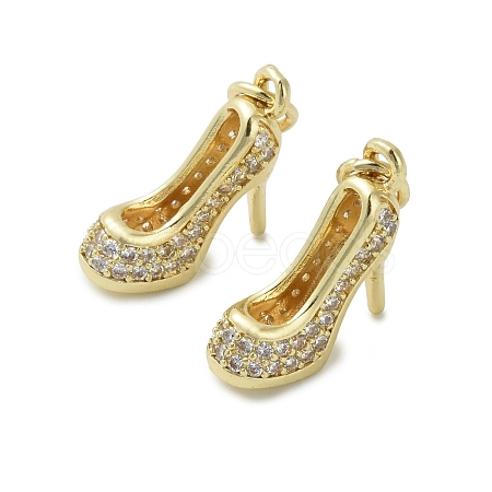 Brass Micro Pave Cubic Zirconia Pendants KK-D384-03G-02-1