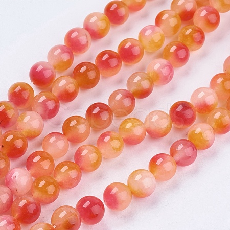 Two Tone Natural White Jade Bead Strands G-R165-8mm-06-1