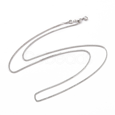 Anti-Tarnish Rhodium Plated 925 Sterling Silver Wheat Chains Necklace for Women STER-I021-02B-P-1