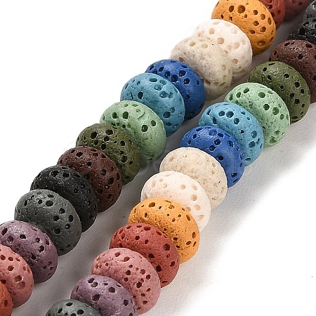 Natural Lava Rock Dyed Beads Strands G-L586-B02-05-1