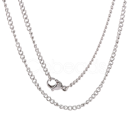 Tarnish Resistant Unisex Casual Style 304 Stainless Steel Curb Chain Necklaces STAS-O037-54P-1