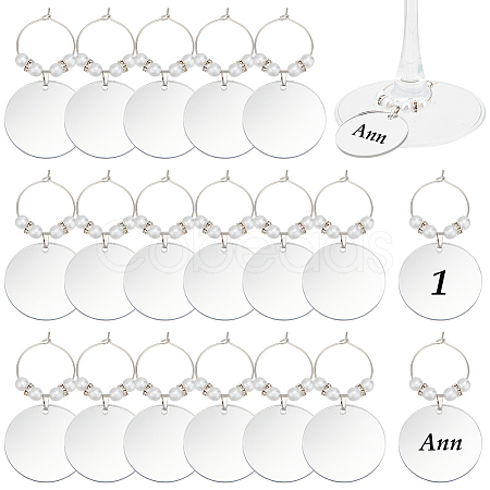 24Pcs Mirror Surface Acrylic Wine Glass Charms AJEW-BC00009-1