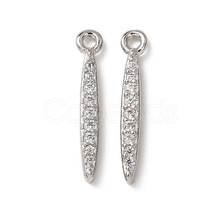 Brass Micro Pave Clear Cubic Zirconia Pendants KK-C253-08P-1