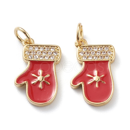 Christmas Style Brass Micro Pave Clear Grade AAA Cubic Zirconia Pendants ZIRC-Z008-01G-1