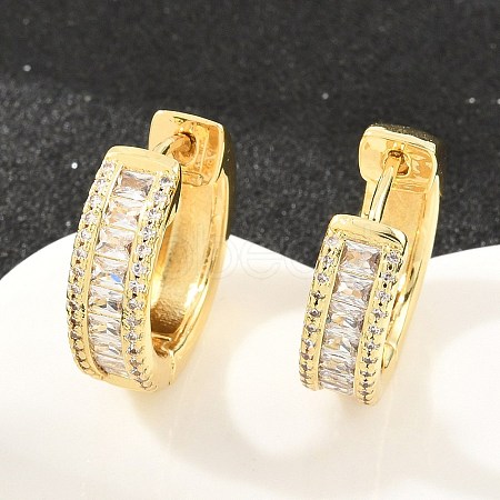 Brass Micro Pave Cubic Zirconia Hoop Earrings KK-CBA8324-06G-01-1
