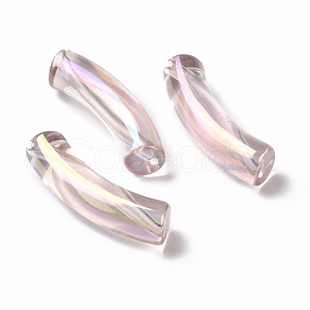 UV Plating Transparent Rainbow Iridescent Acrylic Beads OACR-A016-01L-1