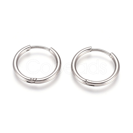 Tarnish Resistant 304 Stainless Steel Huggie Hoop Earrings EJEW-G272-02-14mm-P-1