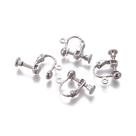 Rack Plated Brass Screw Clip-on Earring Findings X-KK-P169-04P-1