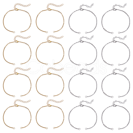 32Pcs 2 Colors 304 Stainless Steel Cable Chain Bracelet Making MAK-ME0001-11-1