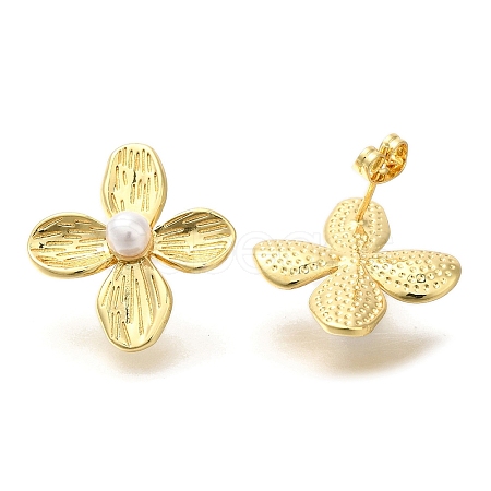 Flower Rack Plating Brass Stud Earrrings EJEW-L097-25G-1