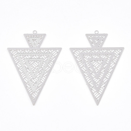 Rack Plating Brass Filigree Pendants KKC-T001-63P-1