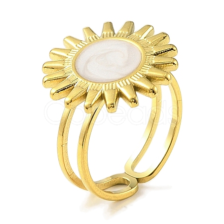 304 Stainless Steel Enamel Open Cuff Rings for Women RJEW-F166-42G-02-1