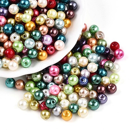 Baking Paint Pearlized Glass Pearl Beads HY-Q003-6mm-M01-1