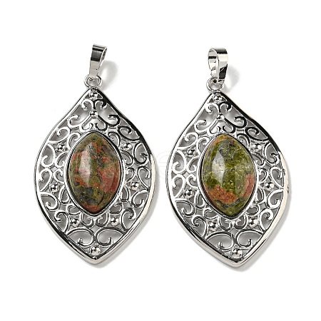 Natural Unakite Pendants G-Q158-02C-1