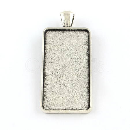 Tibetan Style Rectangle Alloy Pendant Cabochon Settings TIBEP-Q055-01AS-RS-1