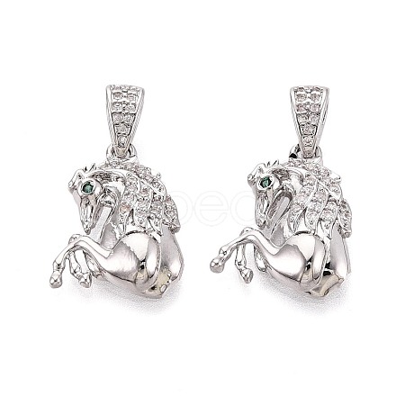 Brass Micro Pave Clear Cubic Zirconia Pendants KK-T075-85P-1