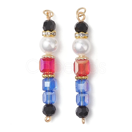 Glass & Shell Pearl & Brass Beads Pendants PALLOY-JF04806-1