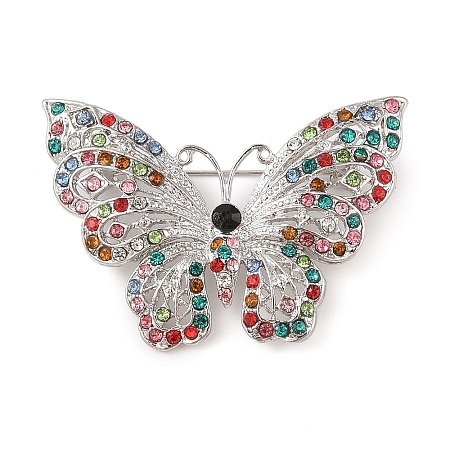 Butterfly Zinc Alloy Rhinestone Brooches for Backpack Clothes JEWB-S027-04C-1