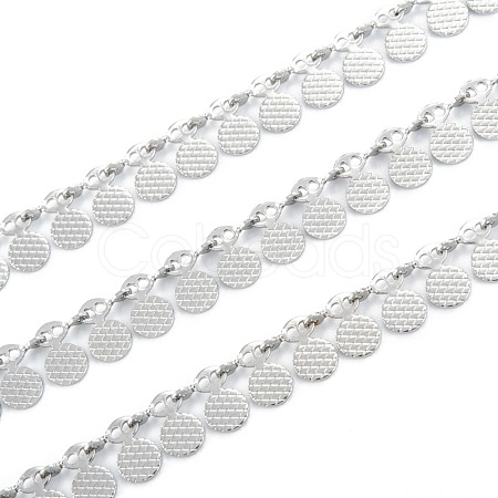 Tarnish Resistant Handmade 304 Stainless Steel Wafer Charms Chains CHS-M004-12P-1
