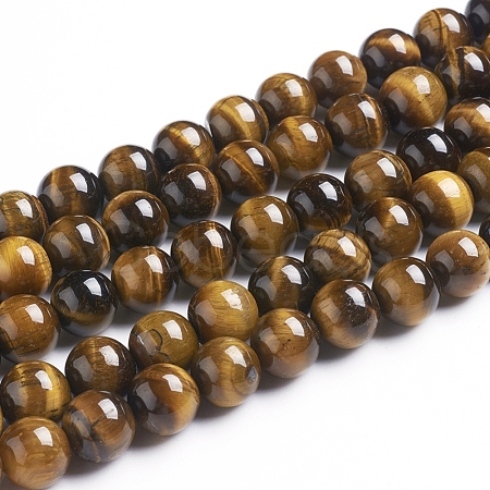 Round Tiger Eye Beads Strands Z0RQT013-1