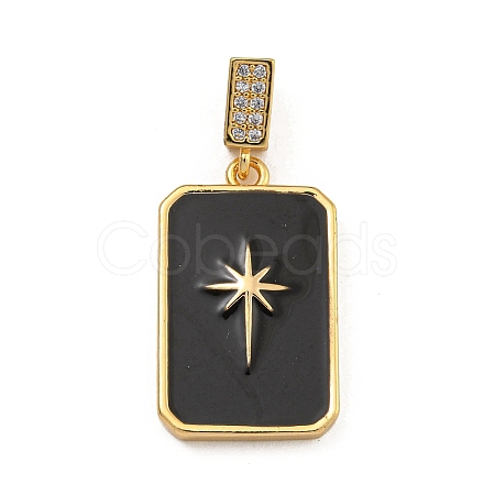 Rack Plating Brass Micro Pave Clear Cubic Zirconia North Star European Dangle Charms KK-U035-17G-03-1