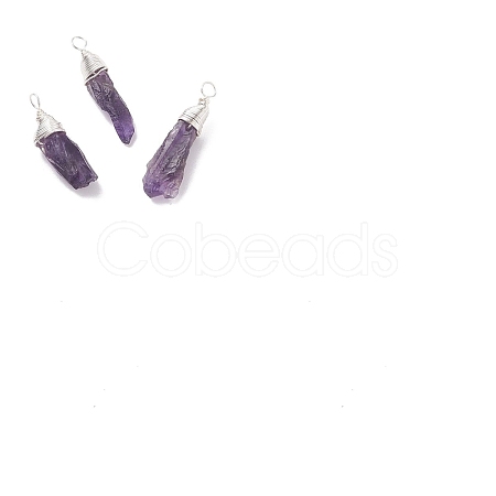 5Pcs Rough Natural Amethyst Pendants G-ZF0001-02-1