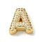 Brass Micro Pave Clear Cubic Zirconia Charms, Real 18K Gold Plated, Letter A, 12.5x12x5mm, Hole: 2x2.5mm