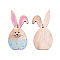 Single-Sided Printed Wood Big Pendants, Rabbit Charm, Light Sky Blue, 97x45x2.5mm, Hole: 3.5mm