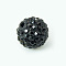 Polymer Clay Rhinestone Beads, Pave Disco Ball Beads, Grade A, Round, Half Drilled, Jet, 8mm, Hole: 1mm