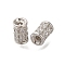 925 Sterling Silver Micro Pave Clear Cubic Zirconia Beads, Column, Platinum, 5.3x3.5x3.5mm, Hole: 1mm